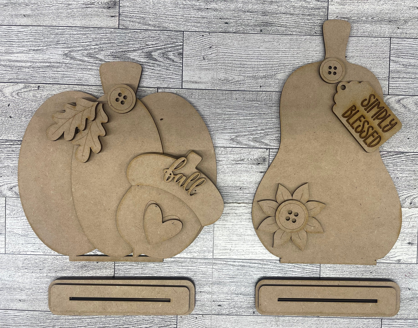 Fall Pumpkin & Gourd Standers - unpainted cutouts