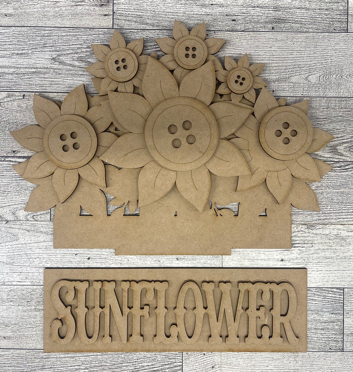 Sunflower Window Insert - for Changeable Window Box unpainted wood cutouts, ready for you to paint