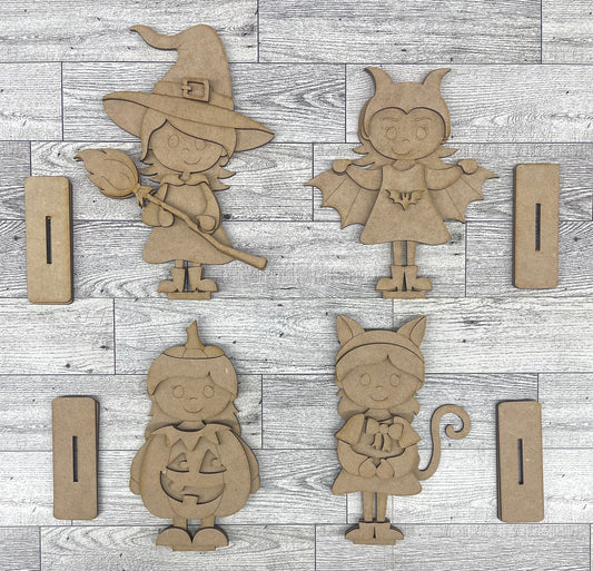 Halloween Costume Girl Standers - unpainted cutouts, ready to paint