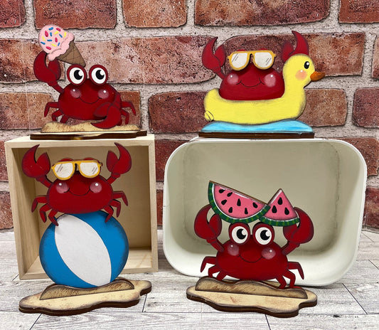 Crab Summer Standers - set of 4 - unpainted wooden cutouts, ready for you to paint