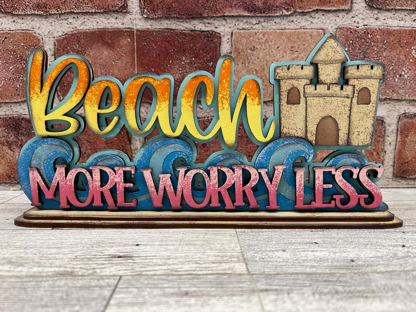 Beach more Worry Less - Summer Beach stander - unpainted wood cutouts, ready for you to paint