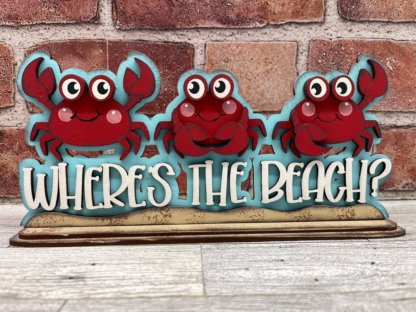 Where's the Beach - Crab Summer Beach stander - unpainted wood cutouts, ready for you to paint
