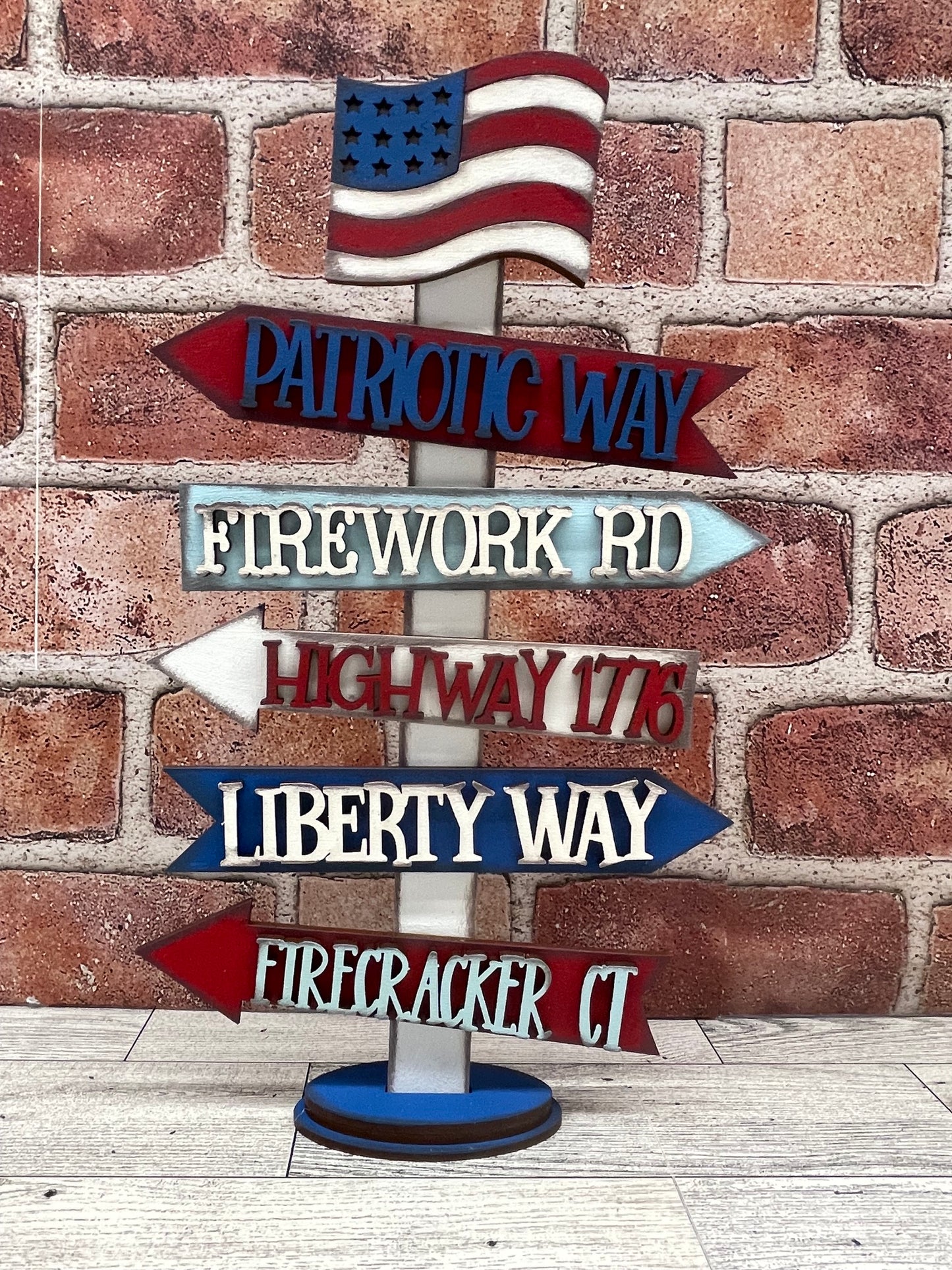 Patriotic Direction Sign Stander cutouts - unpainted wooden cutouts, ready for you to paint