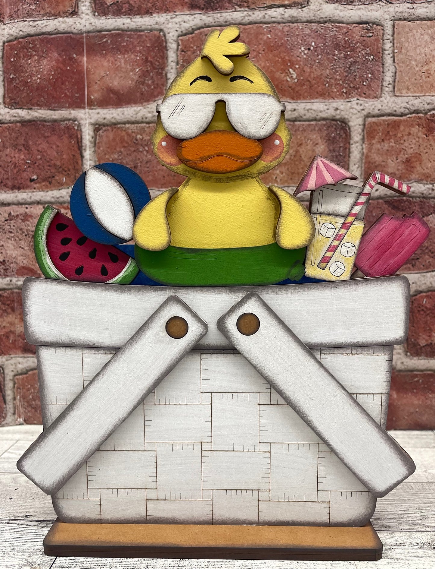 Summer Duck Basket Insert Add-On - unpainted wood cutouts, ready for you to paint
