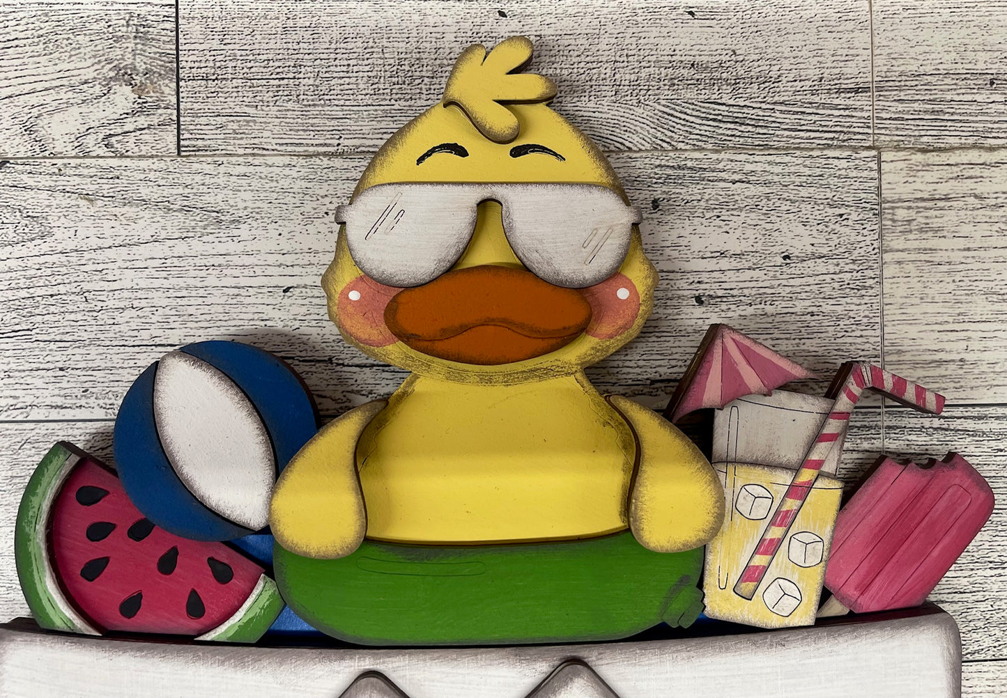 Summer Duck Basket Insert Add-On - unpainted wood cutouts, ready for you to paint