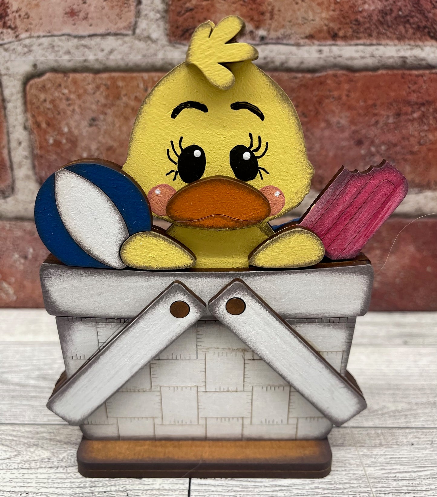 Mini Summer Duck Basket Insert Add-On - unpainted wood cutouts, ready for you to paint