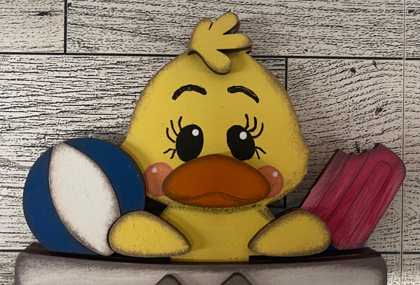 Mini Summer Duck Basket Insert Add-On - unpainted wood cutouts, ready for you to paint