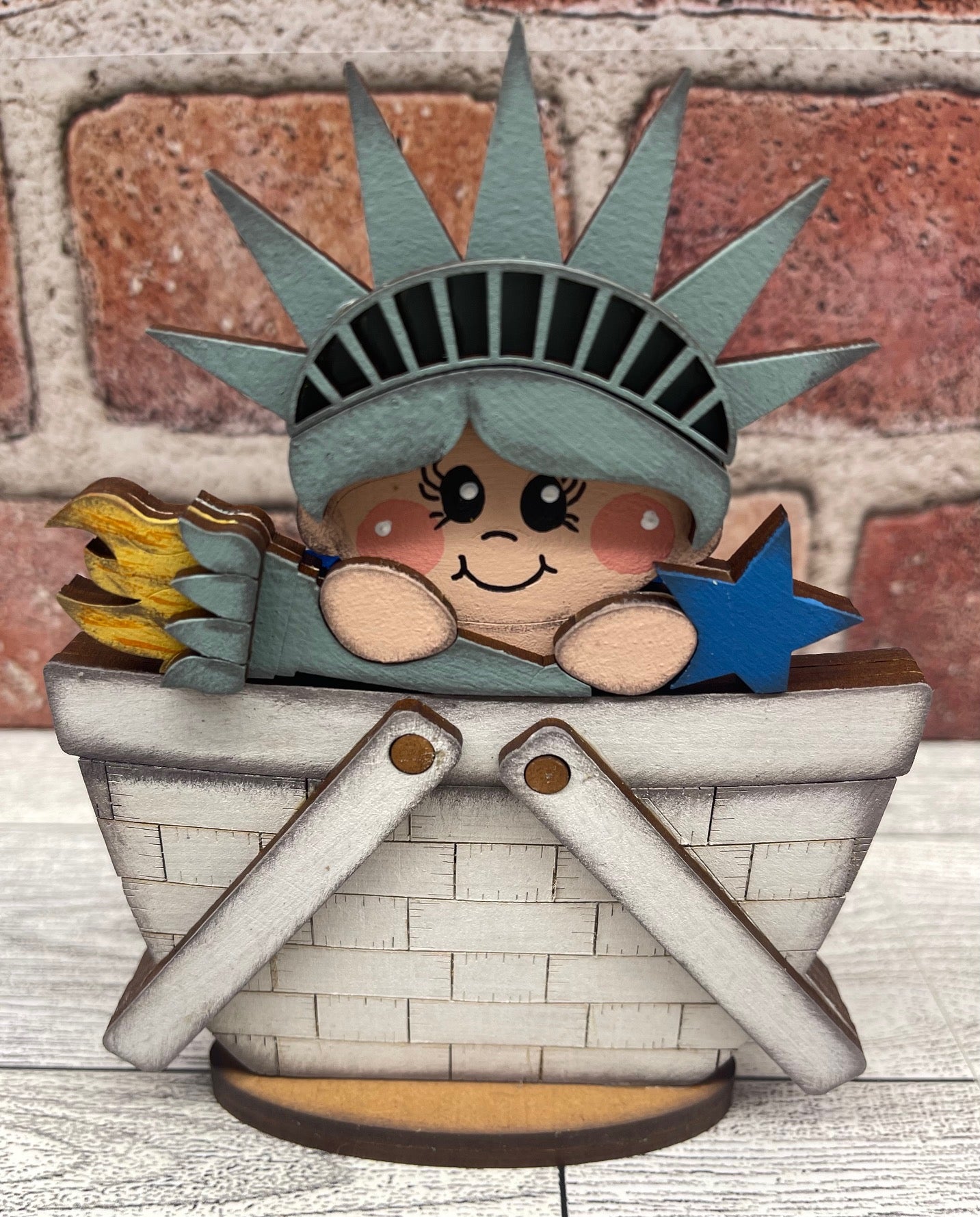 Lady Liberty Patriotic Basket Insert Add-On - unpainted wood cutouts, ready for you to paint