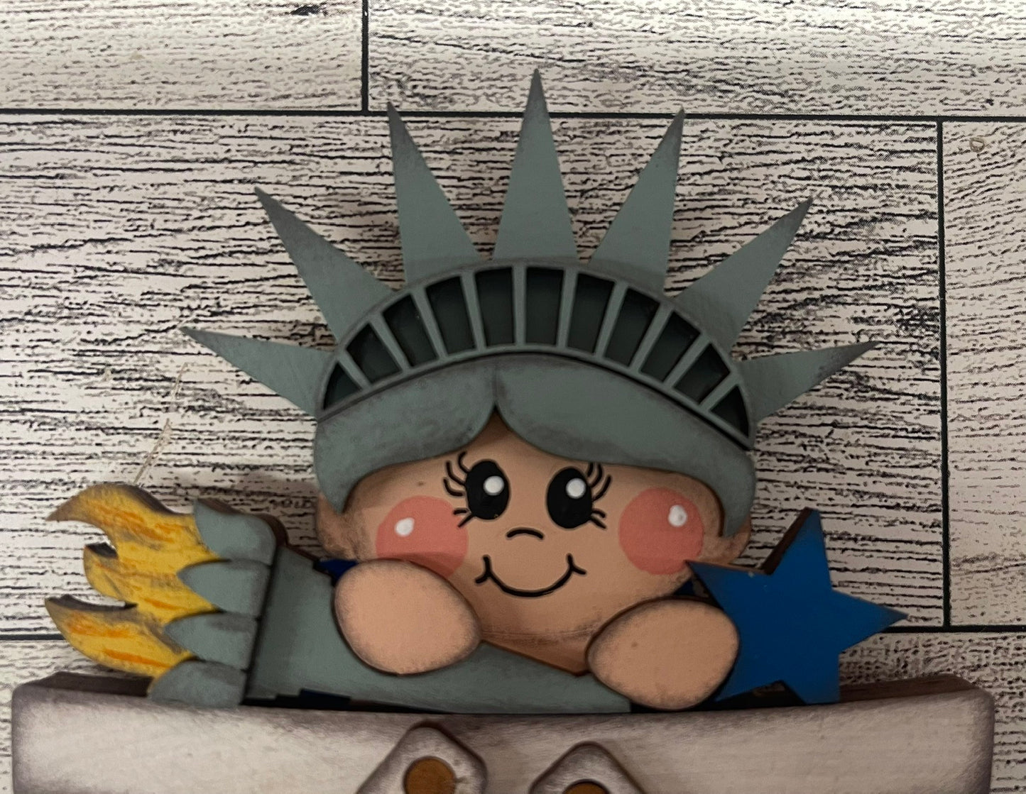 Lady Liberty Patriotic Basket Insert Add-On - unpainted wood cutouts, ready for you to paint