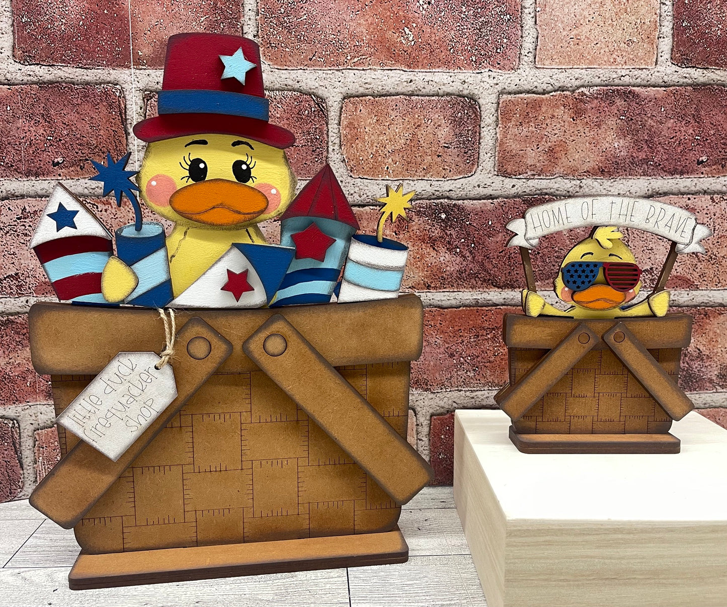 Patriotic Duck Basket Insert Add-On - unpainted wood cutouts, ready for you to paint