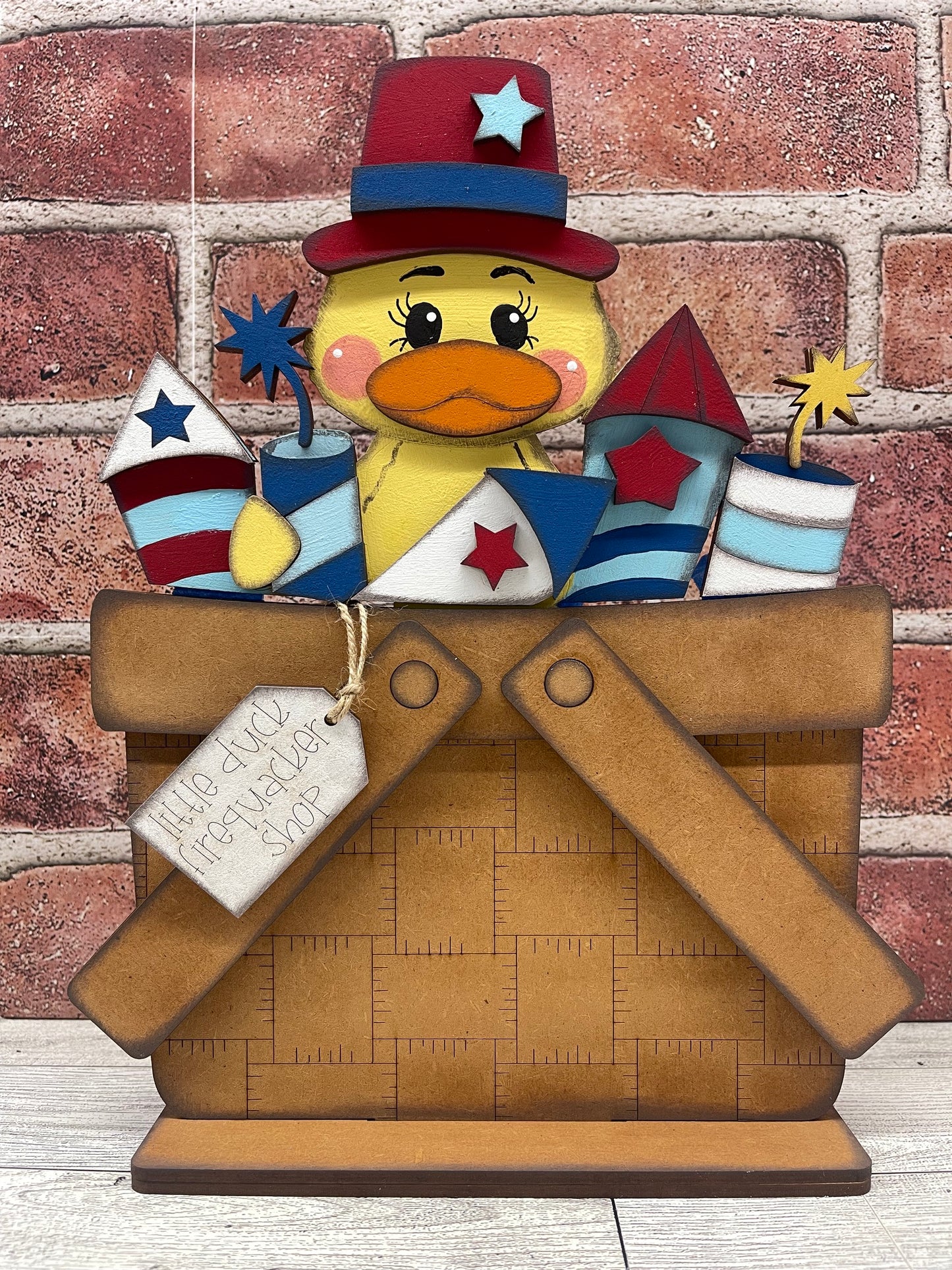 Patriotic Duck Basket Insert Add-On - unpainted wood cutouts, ready for you to paint