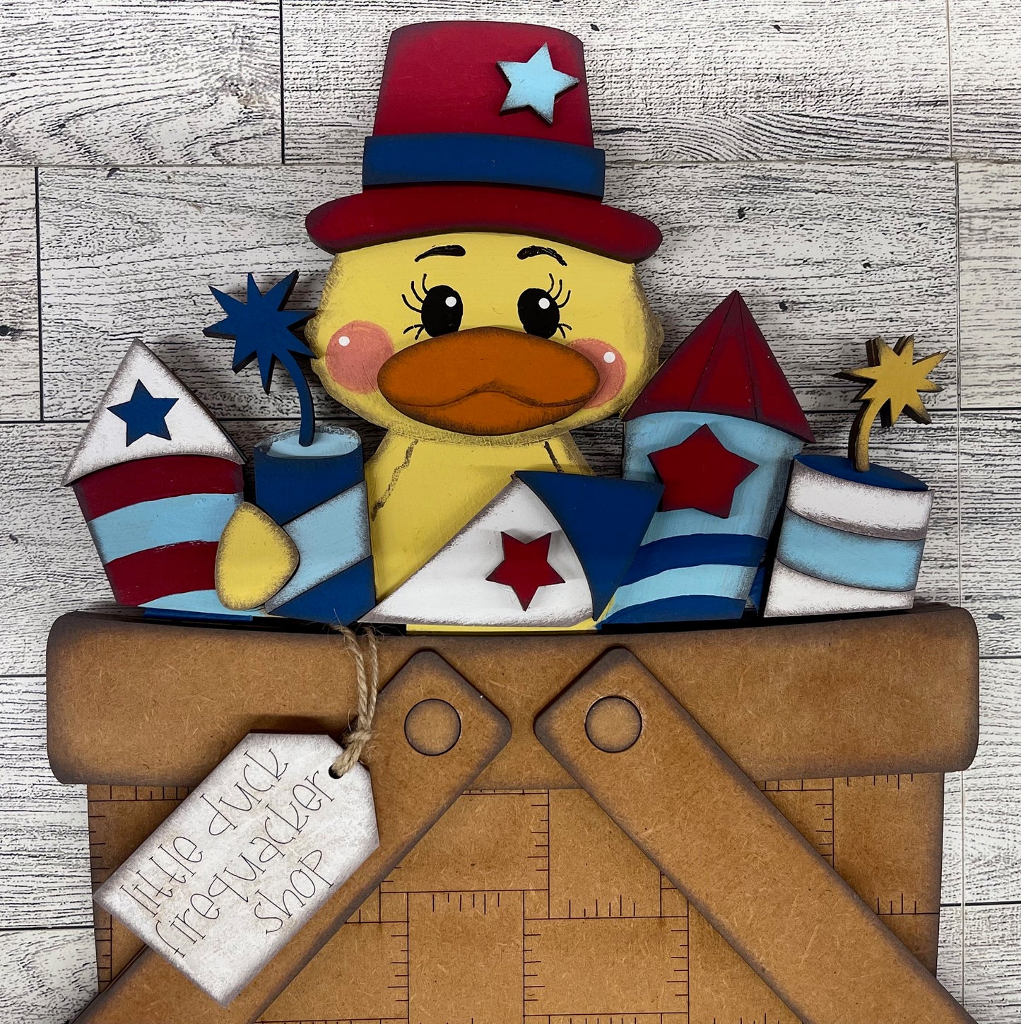 Patriotic Duck Basket Insert Add-On - unpainted wood cutouts, ready for you to paint