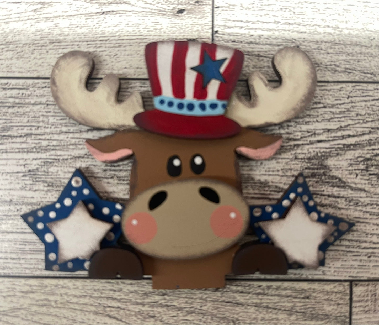 Patriotic Moose Basket Insert Add-On - unpainted wood cutouts, ready for you to paint