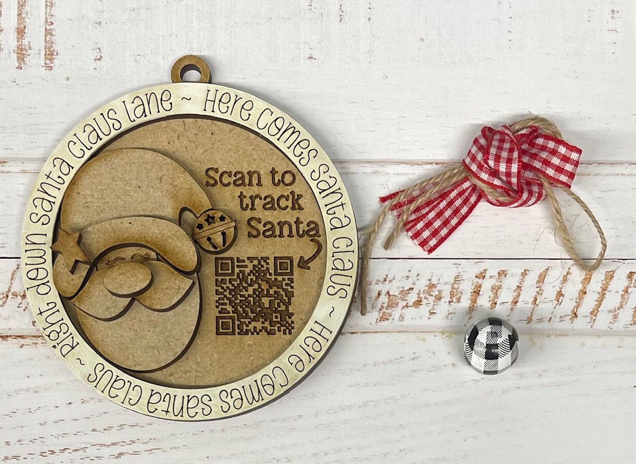 Santa or Reindeer Scan to Track Santa Ornaments partially painted cutouts