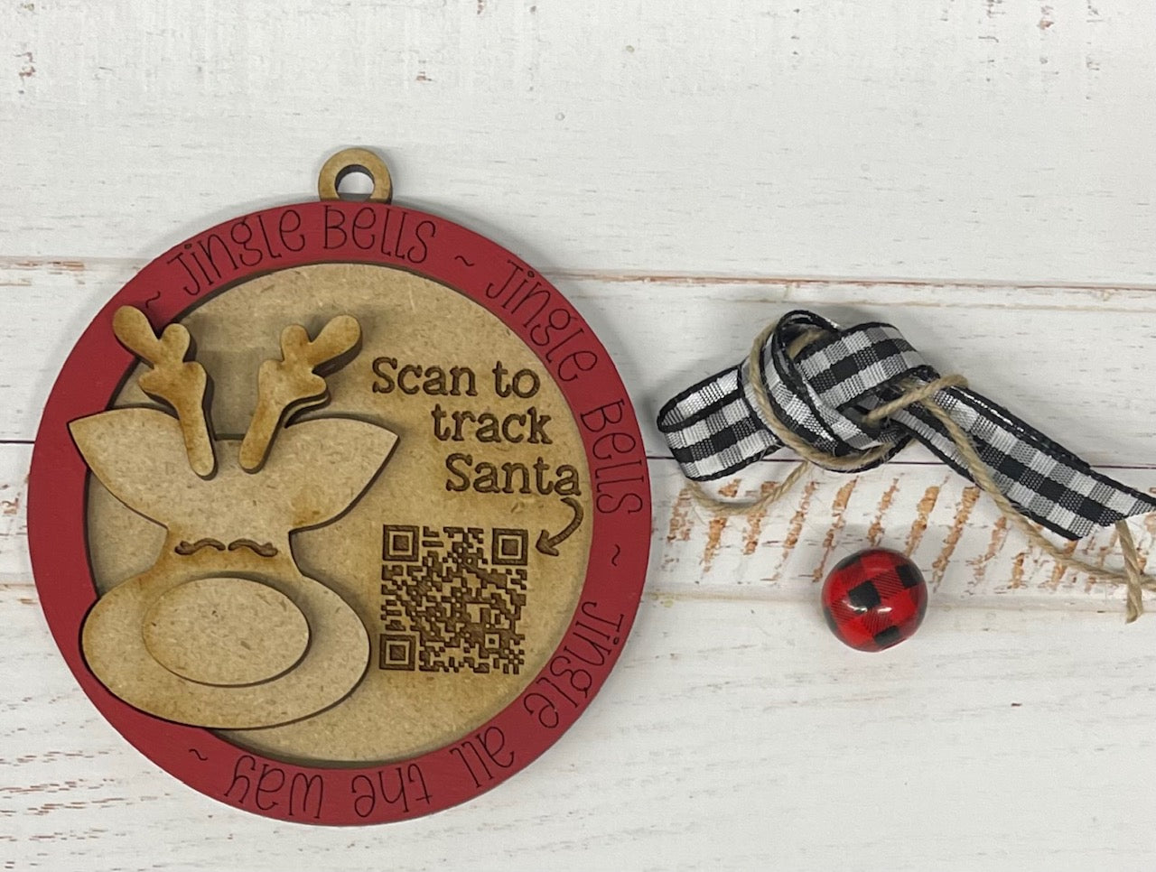 Santa or Reindeer Scan to Track Santa Ornaments partially painted cutouts