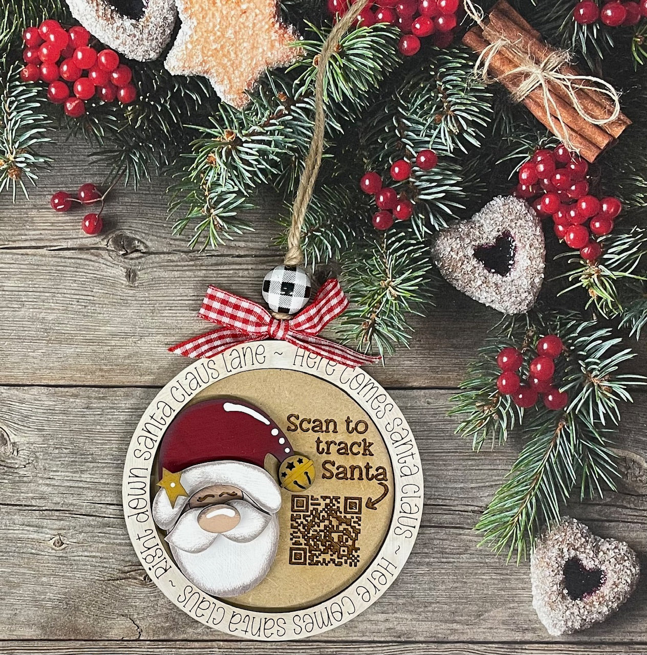 Santa or Reindeer Scan to Track Santa Ornaments partially painted cutouts