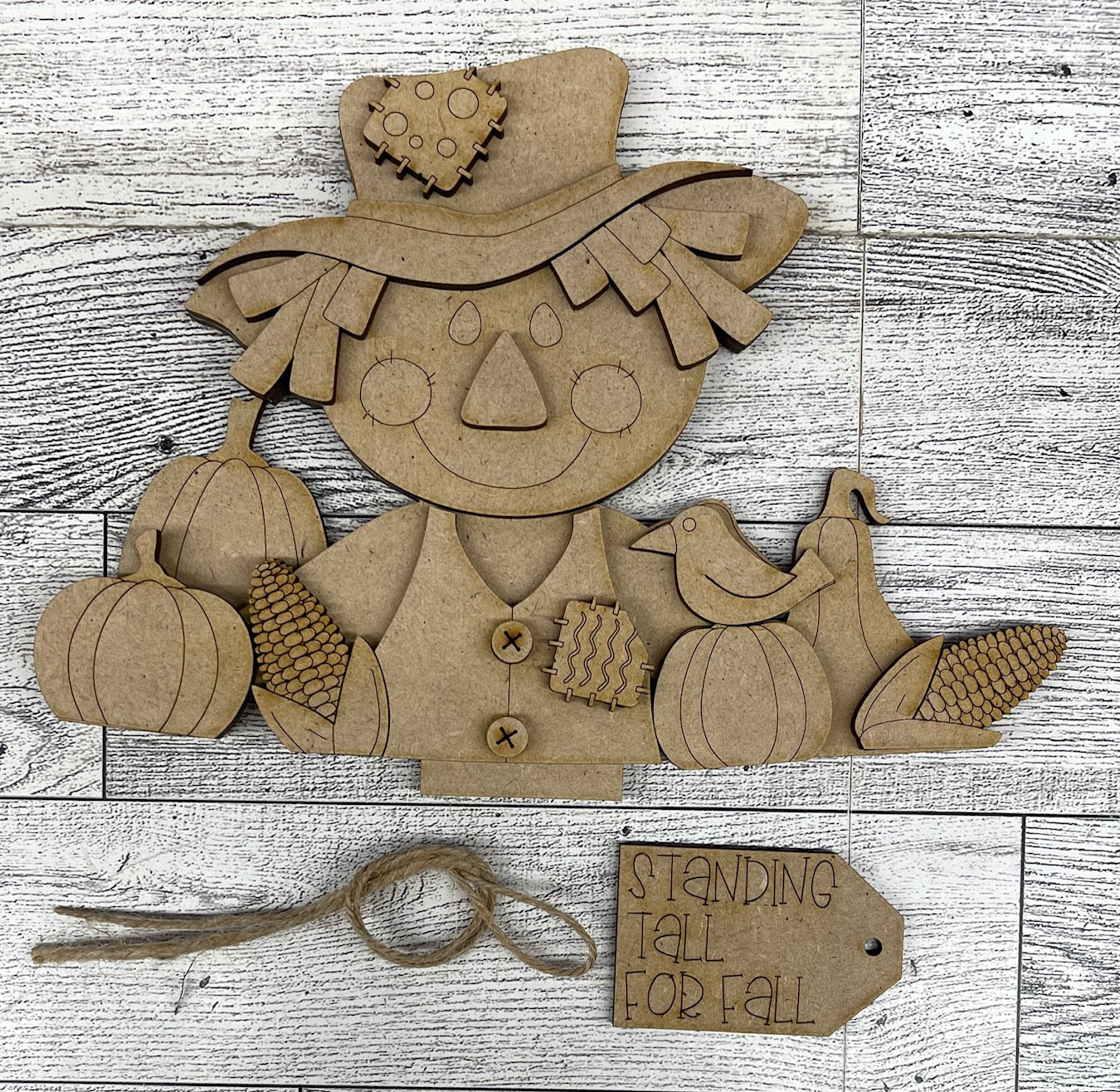 Fall Scarecrow Boy or Girl Basket Insert - unpainted wood cutouts, ready for you to paint
