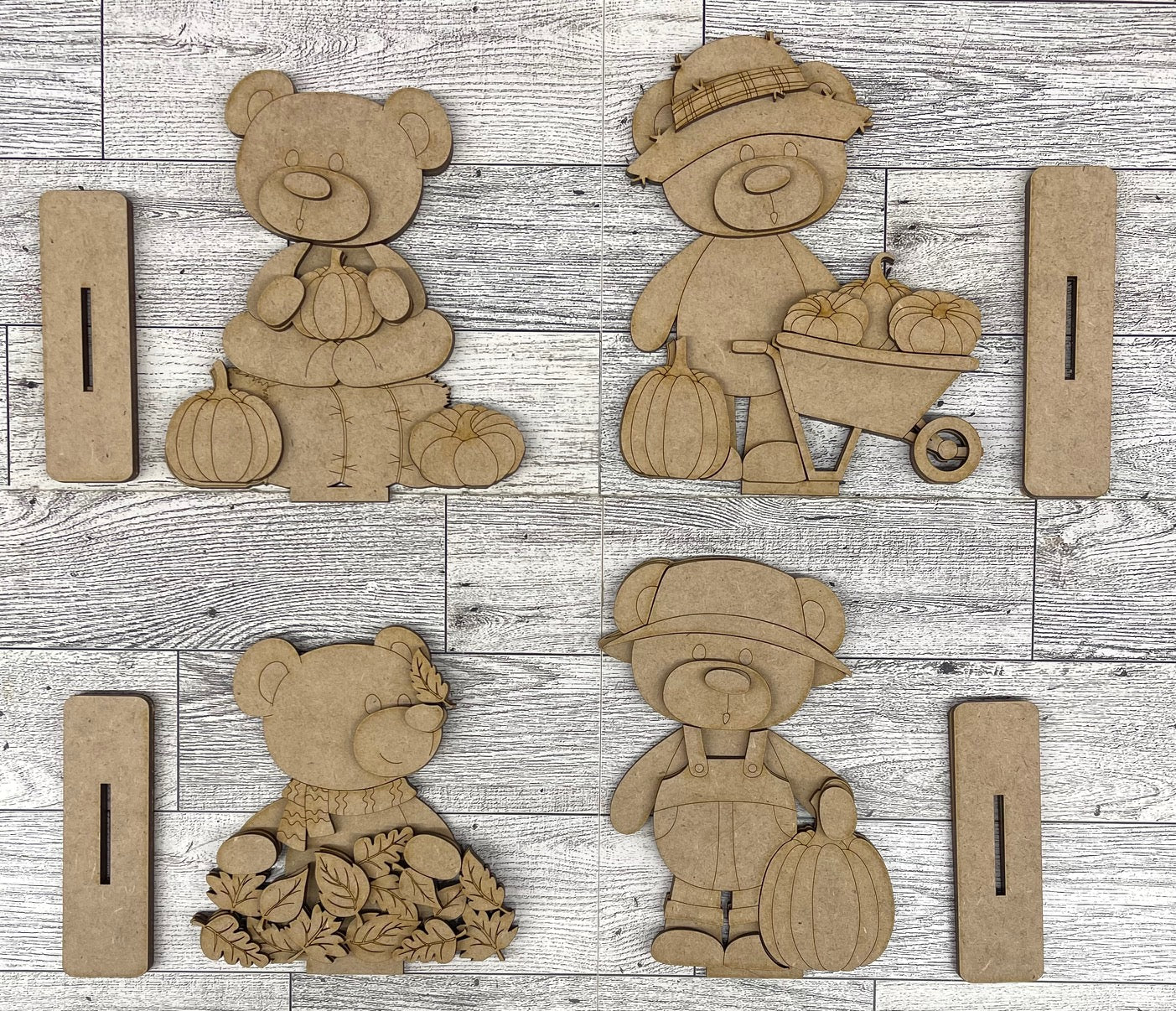 Fall Bear Standers 2026 - unpainted cutouts, ready to paint