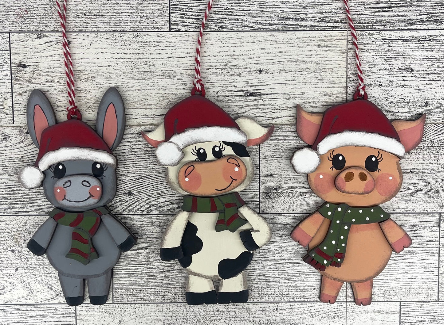 2026 1st Day of Christmas in July - Donkey, Cow & Pig Ornaments - unpainted cutouts, ready to paint
