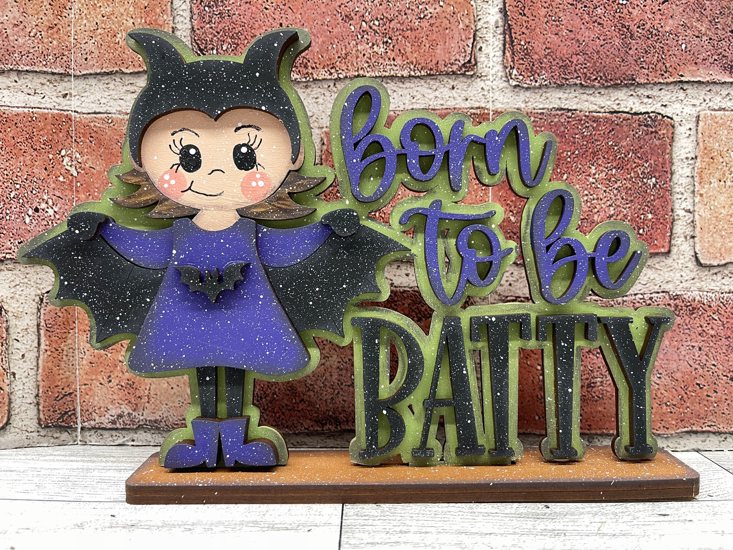 Halloween Born to be Batty Stander - unpainted wooden cutouts, ready for you to paint