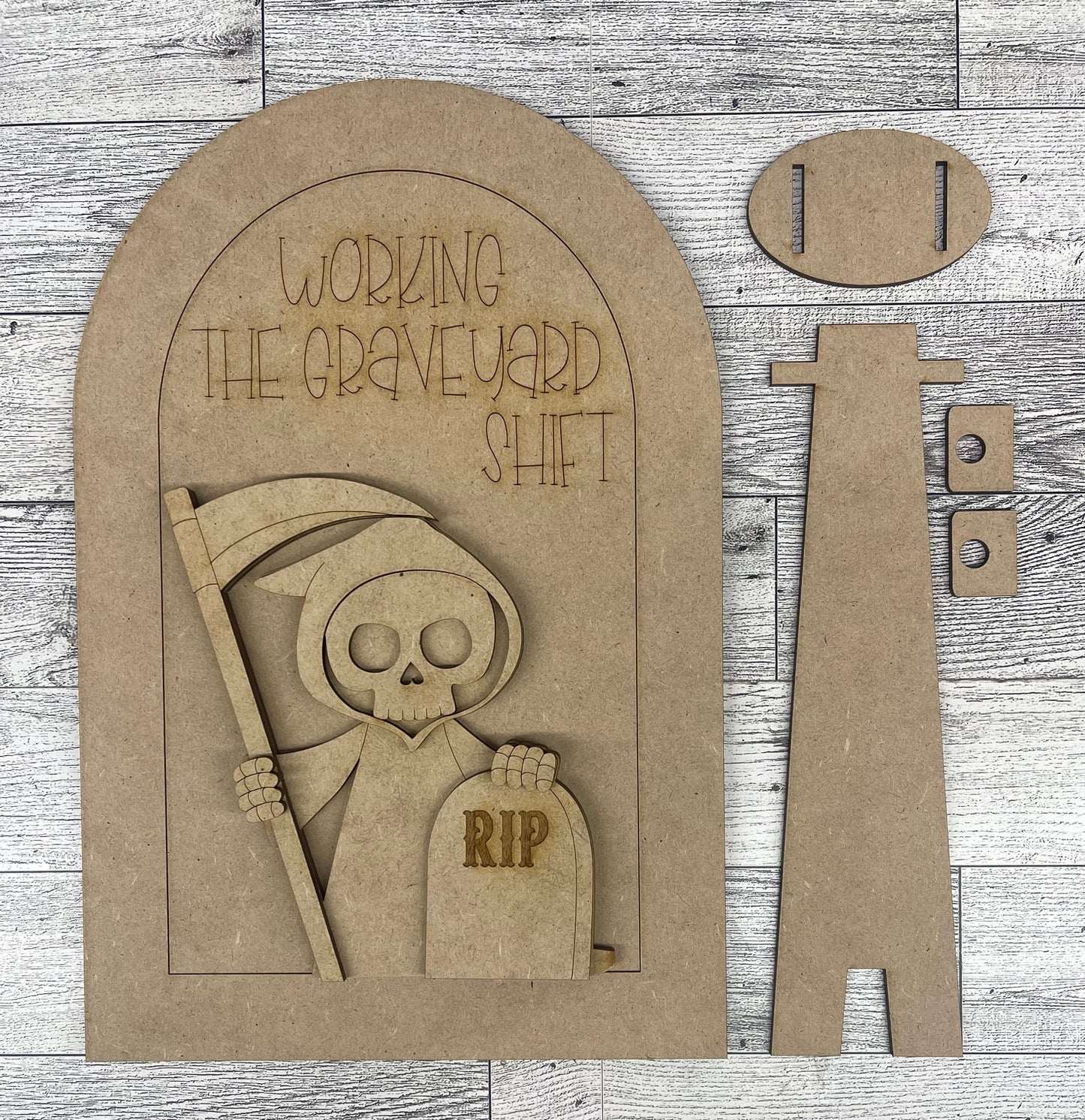 Halloween Grim Reaper Arch Insert - unpainted cutouts, ready to paint