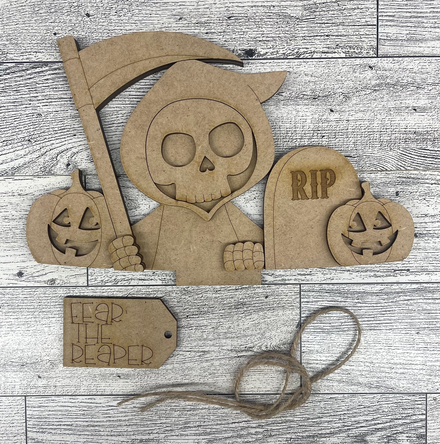 Halloween Grim Reaper Basket Inserts - unpainted wood cutouts, ready for you to paint