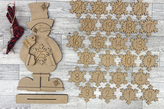 2026 10th Day of Christmas in July - Snowman Countdown to Santa - unpainted cutouts, ready to paint