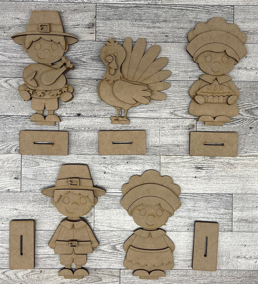 $10.00 Thursday - Thanksgiving Pilgrims & Turkey Standers - unpainted cutouts ready for you to finish