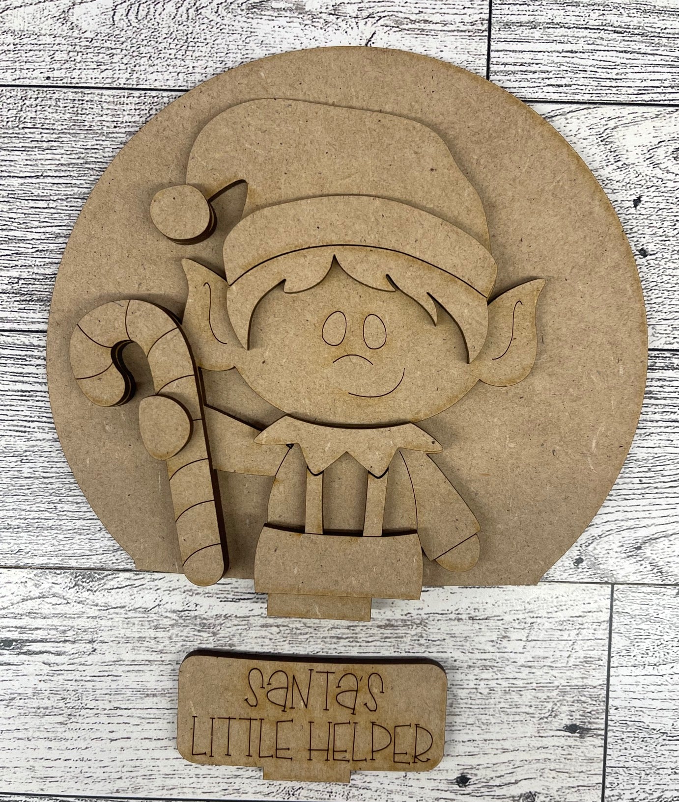 2026 9th Day of Christmas in July - Christmas Elf Globe Insert - unpainted wood cutouts, ready for you to paint