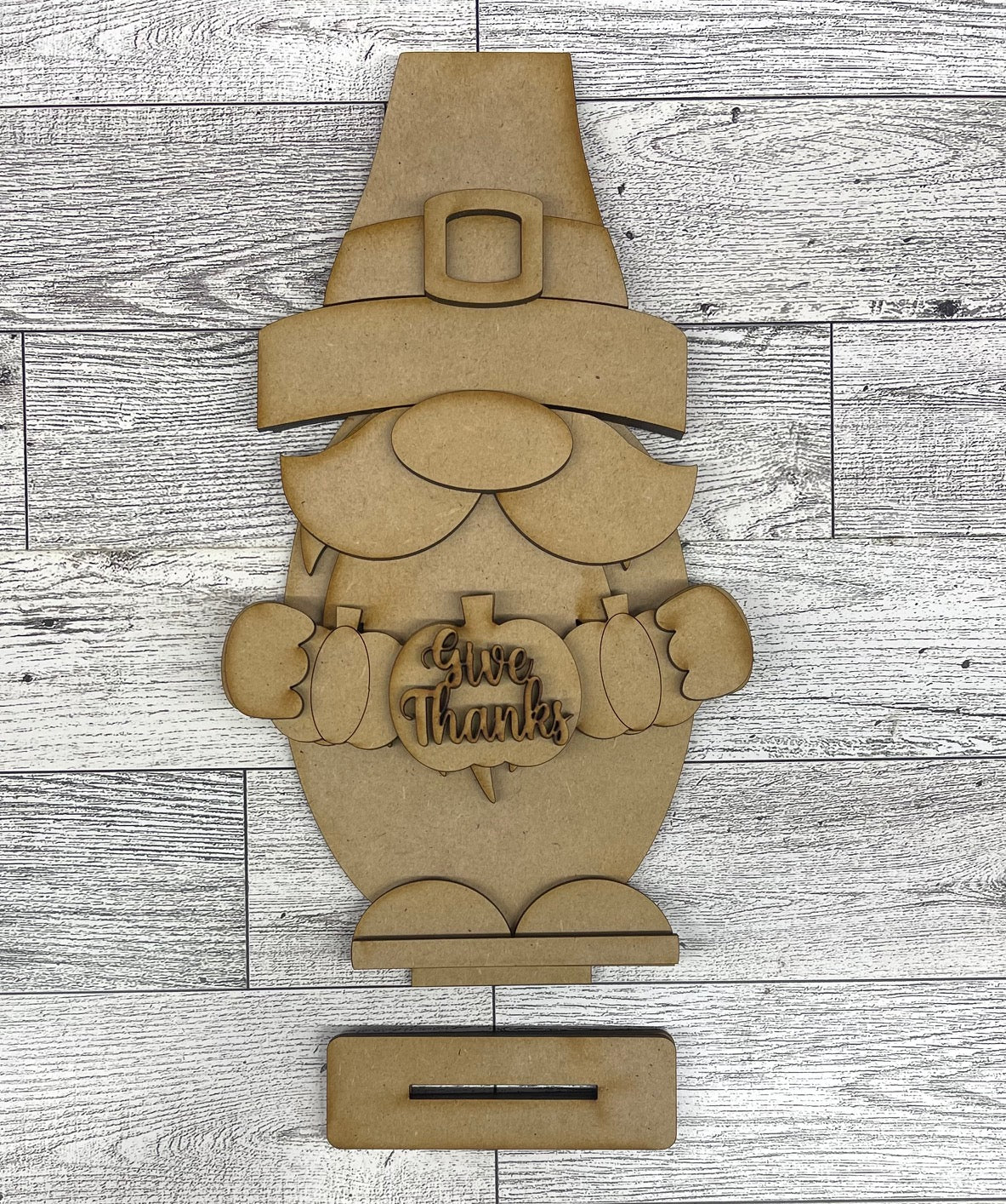 Pilgrim Boy or Girl Gnome cutout, unpainted wooden cutout -  ready for you to paint