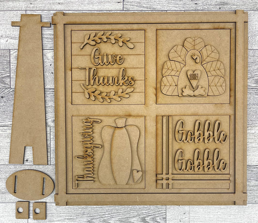 Give Thanks - Thanksgiving Leaning ladder inserts and sign cutouts - unpainted wooden cutouts, ready for you to paint