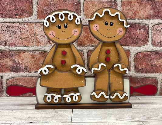 $12.00 Tuesday -  Gingerbread Sitters on Rolling Pin Bench cutouts ready for you to finish - truck sold separately