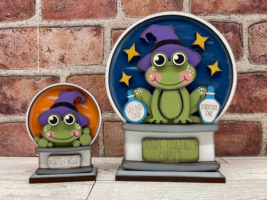 Halloween Frog Globe Insert - unpainted wood cutouts, ready for you to paint