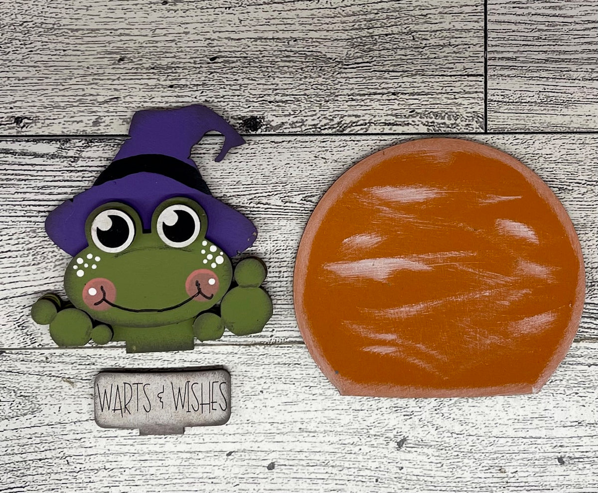 Halloween Frog Globe Insert - unpainted wood cutouts, ready for you to paint