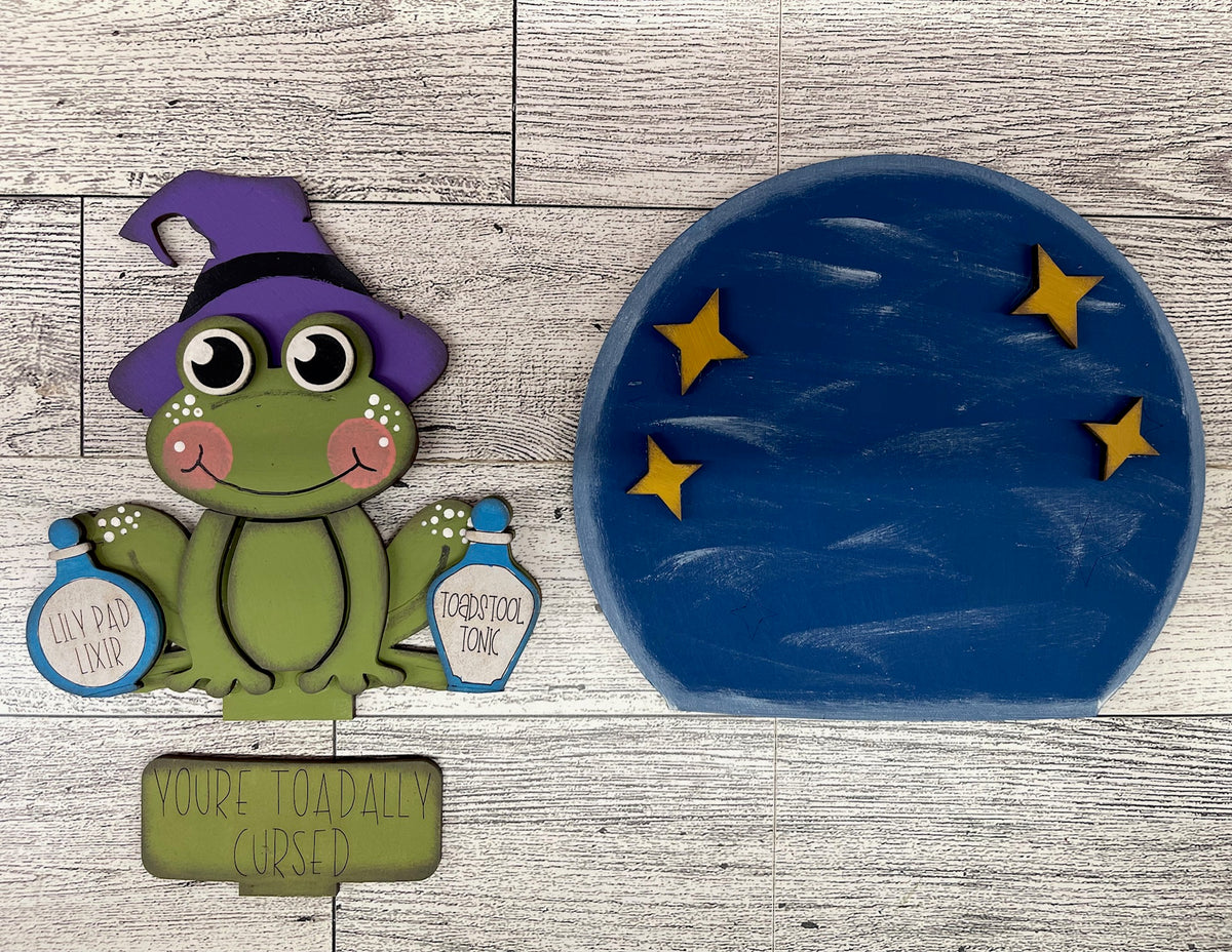 Halloween Frog Globe Insert - unpainted wood cutouts, ready for you to paint