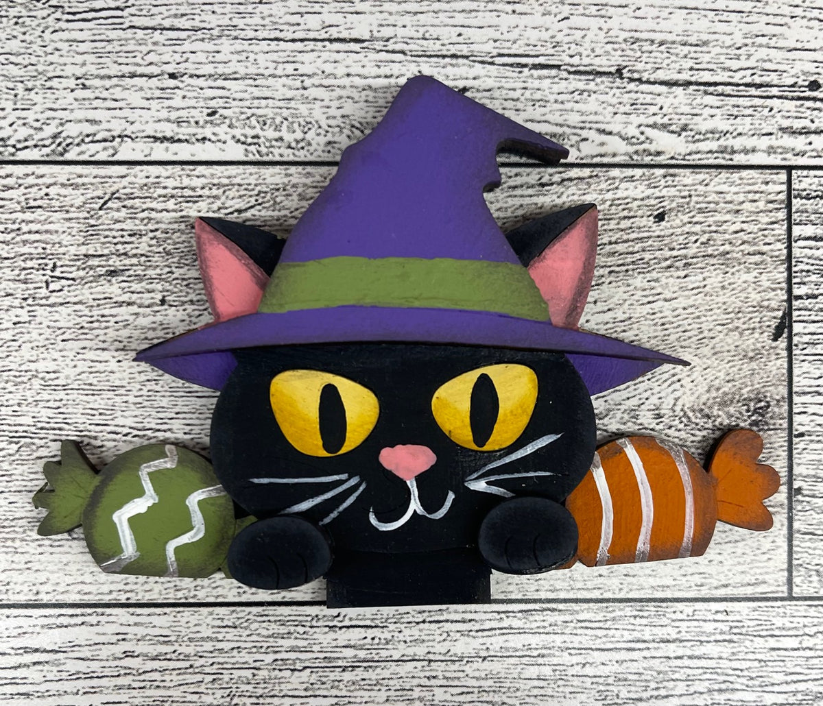 Halloween Cat Basket Insert - unpainted wood cutouts, ready for you to paint
