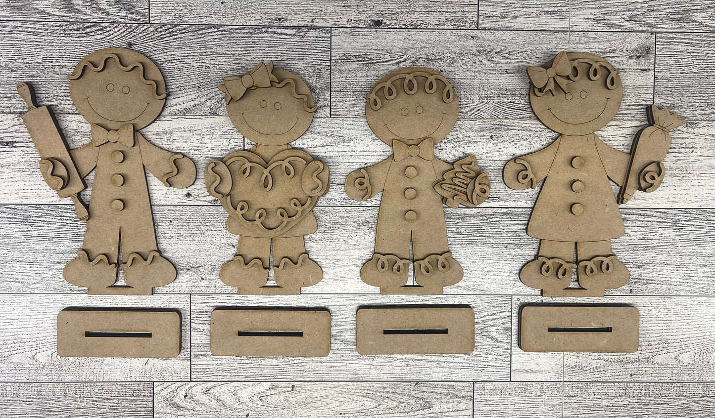 $10.00 Thursday -  Gingerbread Standers set of 4 - unpainted cutouts ready for you to finish