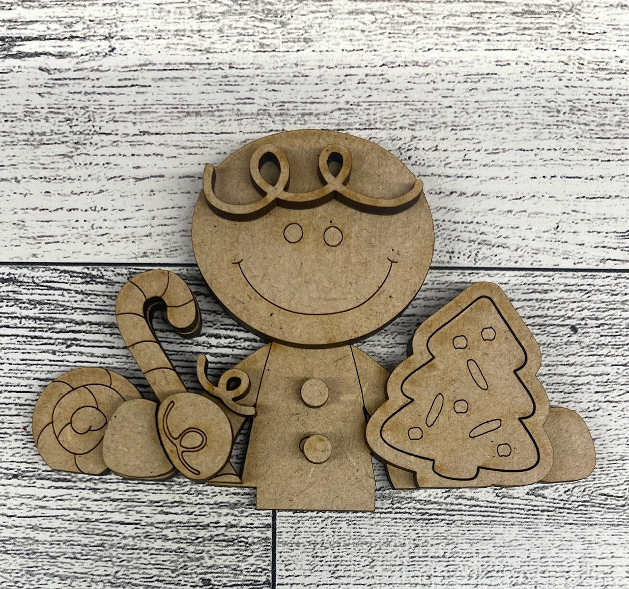 Gingerbread Couple Basket & Cup Inserts 2026 - unpainted wood cutouts, ready for you to paint