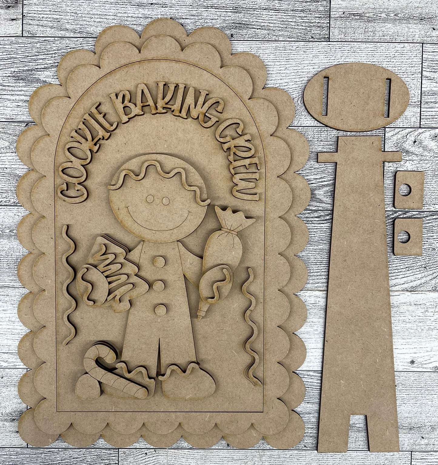 Gingerbread 2026 Arch Insert - unpainted wooden cutouts, ready for you to paint