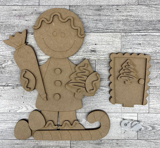Gingerbread 2026 Birdhouse Insert - unpainted cutouts, ready to paint
