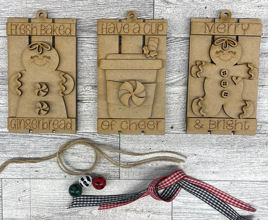 Gingerbread Pallet Christmas Ornaments unpainted cutouts