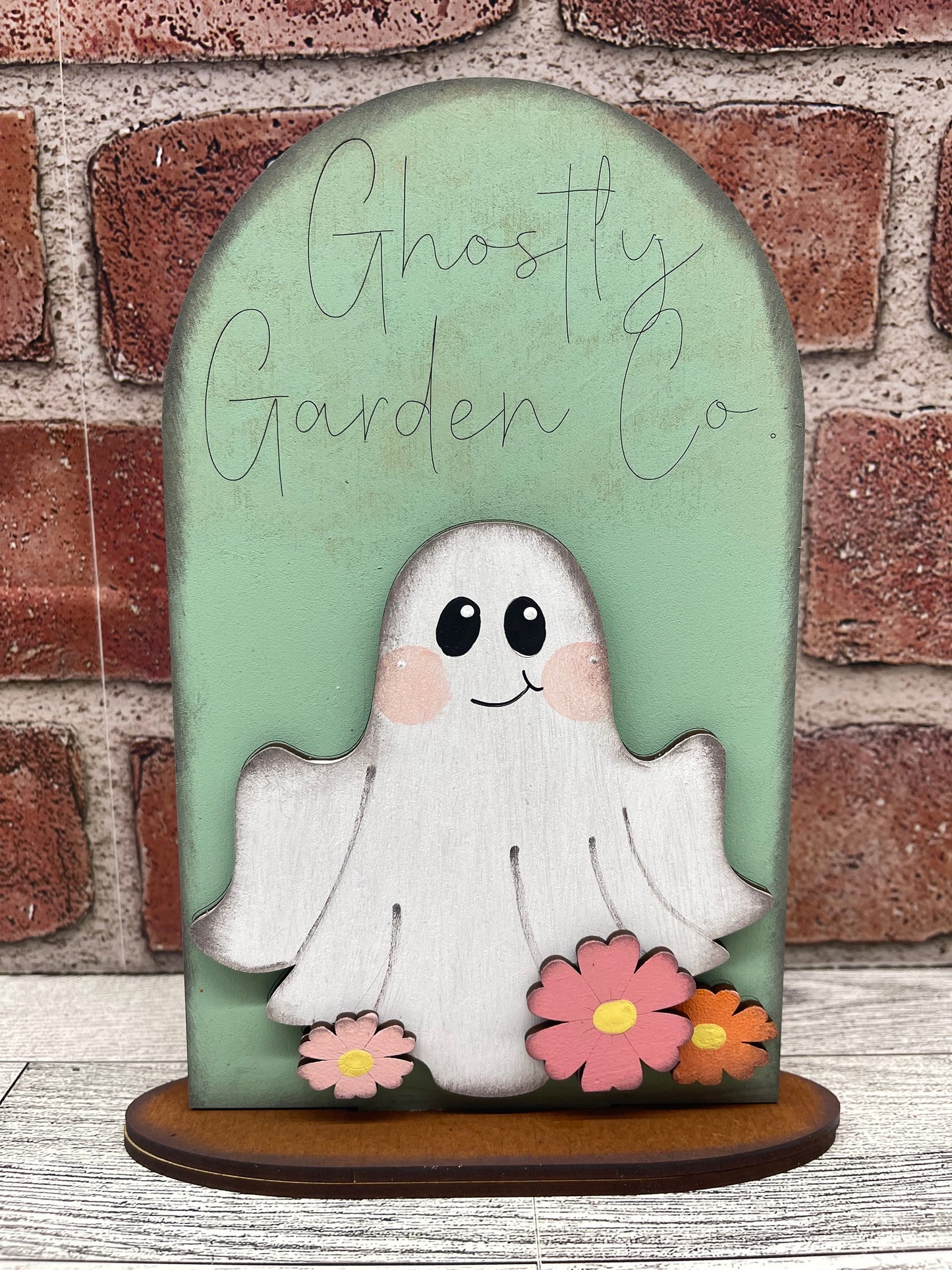 August Monthly Craft Kit - Halloween Ghost with Flowers themed - does not include frame or plain arch or HOME arch frame sold separately - un1d ready for you to finish