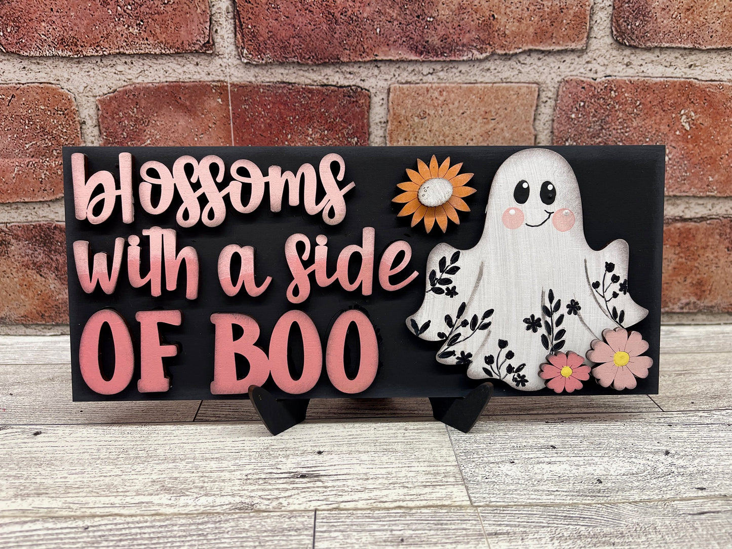 August Monthly Craft Kit - Halloween Ghost with Flowers themed - does not include frame or plain arch or HOME arch frame sold separately - un1d ready for you to finish