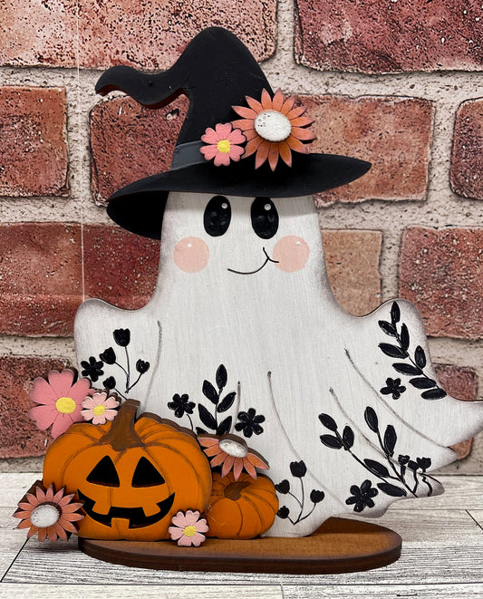 Halloween Witch with flowers stander - unpainted ready for you to finish