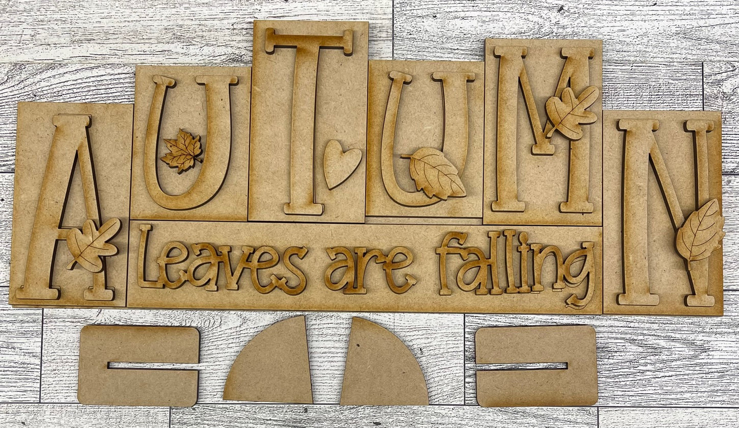 Autumn Leaves are Falling Word Stander - unpainted cutouts