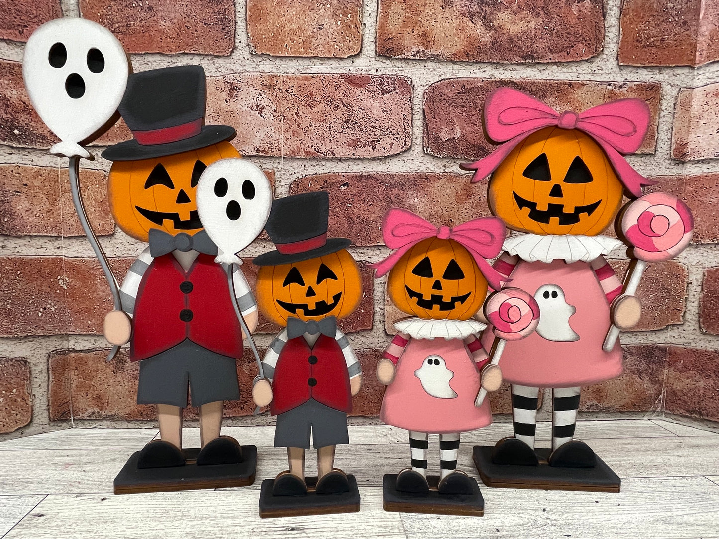 $10.00 - $15.00 - Thursday - Halloween Pumpkin Head Kid Standers set of 2 - unpainted cutouts ready for you to finish