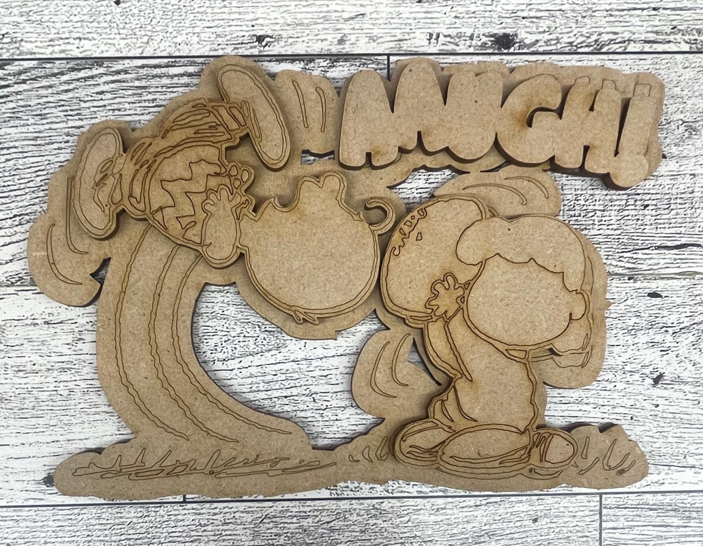 Charlie Brown and Lucy Football - unpainted wood ready for you to paint