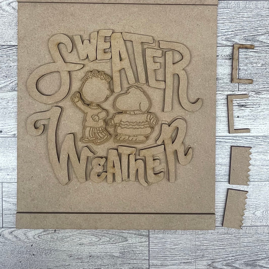 Peanuts Sweater Weather - Cutout unpainted wood ready for you to paint