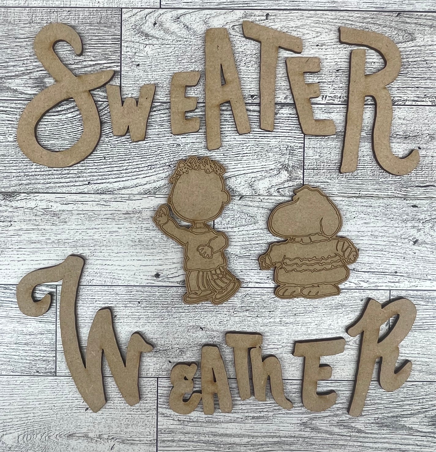Peanuts Sweater Weather - Cutout unpainted wood ready for you to paint
