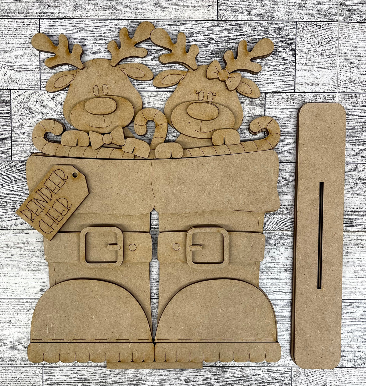 Reindeer basket Insert - Christmas Boots Inserts - unpainted wood cutouts, ready for you to paint